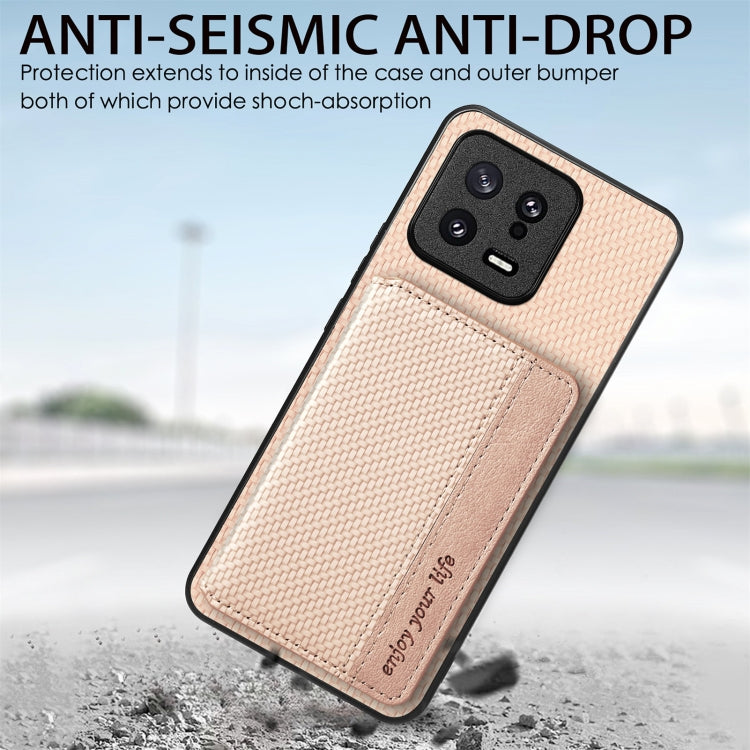 For Redmi Note 13 Pro 4G Carbon Fiber Magnetic Card Bag Phone Case(Black) - Note 13 Pro Cases by PMC TechLife | Online Shopping South Africa | PMC TechLife | Buy Now Pay Later Mobicred