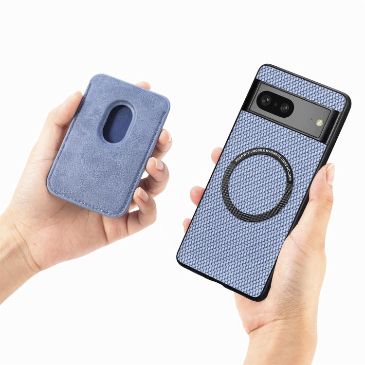 For Google Pixel 7 Carbon Fiber Leather Card Magsafe Phone Case(Brown) - Google Cases by PMC TechLife | Online Shopping South Africa | PMC TechLife | Buy Now Pay Later Mobicred