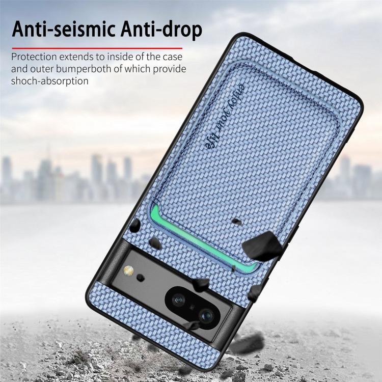 For Google Pixel 7 Carbon Fiber Leather Card Magsafe Phone Case(Khaki) - free shipping - PMC TechLife - Order now!