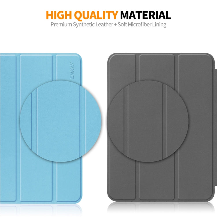 For Amazon Fire Max 11 ENKAY Tri-fold Custer Texture Leather Smart Tablet Case(Light Blue) - Amazon by ENKAY | Online Shopping South Africa | PMC TechLife | Buy Now Pay Later Mobicred