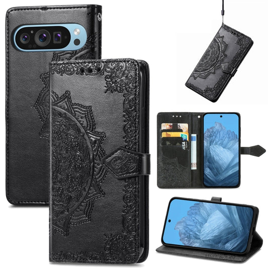 For Google Pixel 9 Mandala Flower Embossed Leather Phone Case(Black) - Google Cases by PMC Jewellery | Online Shopping South Africa | PMC Jewellery | Buy Now Pay Later Mobicred