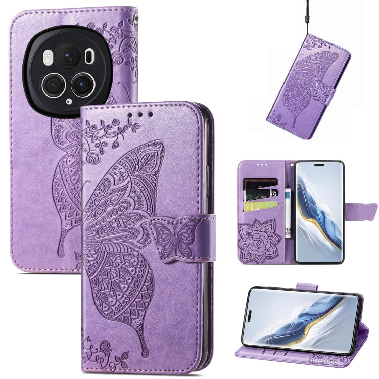 For Honor Magic6 Pro Butterfly Love Flower Embossed Leather Phone Case(Light Purple) - Honor Cases by PMC Jewellery | Online Shopping South Africa | PMC Jewellery | Buy Now Pay Later Mobicred