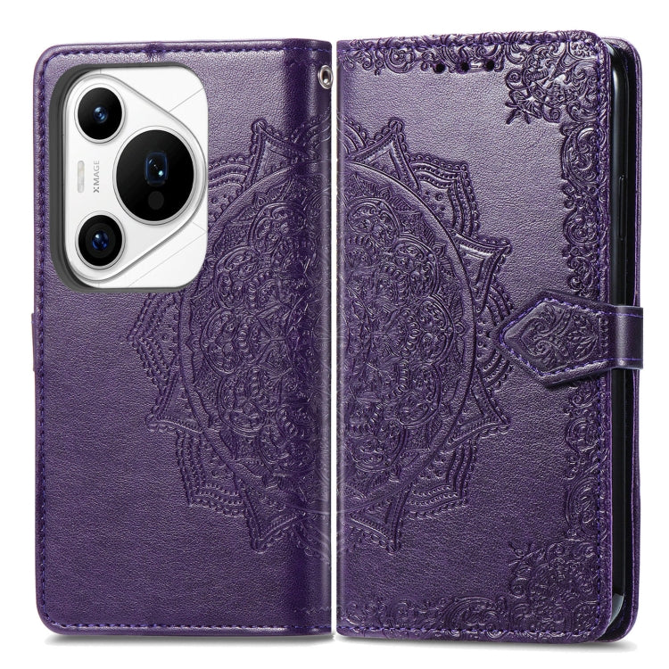 For Huawei Pura 70 Mandala Flower Embossed Leather Phone Case(Purple) - Huawei Cases by PMC Jewellery | Online Shopping South Africa | PMC Jewellery | Buy Now Pay Later Mobicred