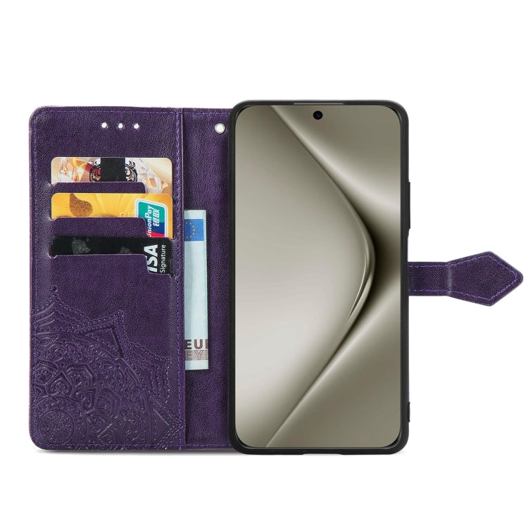 For Huawei Pura 70 Mandala Flower Embossed Leather Phone Case(Purple) - Huawei Cases by PMC Jewellery | Online Shopping South Africa | PMC Jewellery | Buy Now Pay Later Mobicred