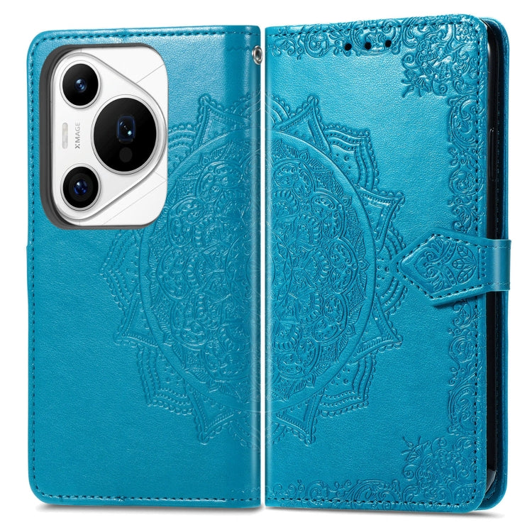 For Huawei Pura 70 Pro Mandala Flower Embossed Leather Phone Case(Blue) - Huawei Cases by PMC Jewellery | Online Shopping South Africa | PMC Jewellery | Buy Now Pay Later Mobicred