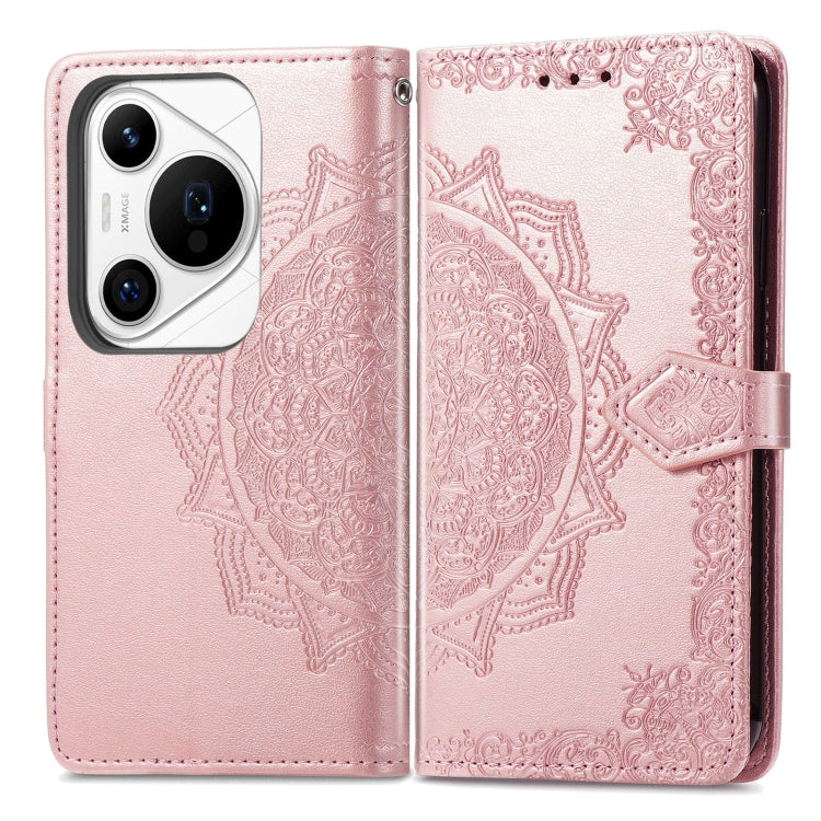 For Huawei Pura 70 Pro+ Mandala Flower Embossed Leather Phone Case(Rose Gold) - Huawei Cases by PMC Jewellery | Online Shopping South Africa | PMC Jewellery | Buy Now Pay Later Mobicred