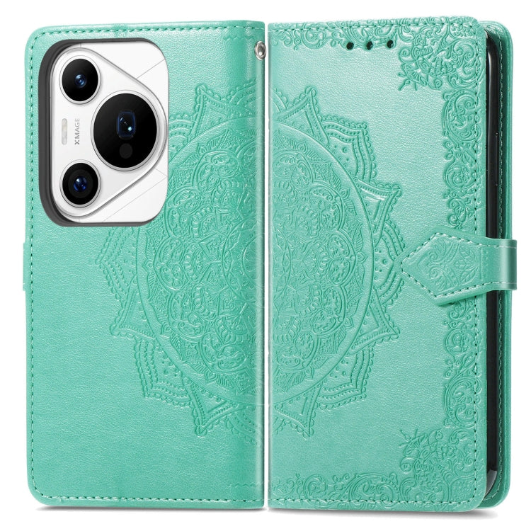 For Huawei Pura 70 Pro+ Mandala Flower Embossed Leather Phone Case(Green) - Huawei Cases by PMC Jewellery | Online Shopping South Africa | PMC Jewellery | Buy Now Pay Later Mobicred