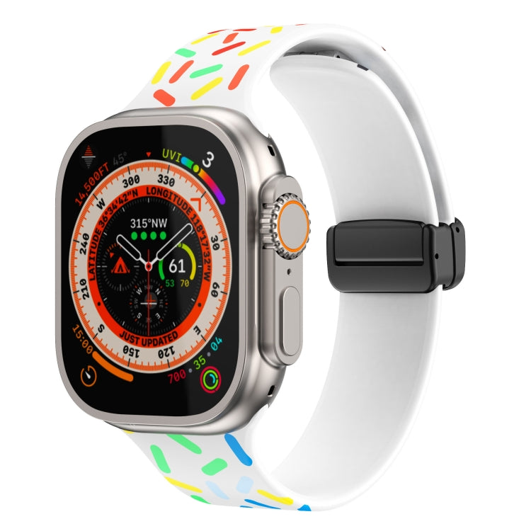 For Apple Watch 4 40mm Rainbow Dots Silicone Magnetic Black Buckle Watch Band(White) - Watch Bands by PMC TechLife | Online Shopping South Africa | PMC TechLife