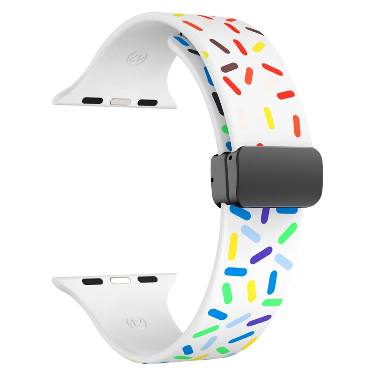 For Apple Watch 4 40mm Rainbow Dots Silicone Magnetic Black Buckle Watch Band(White) - Watch Bands by PMC TechLife | Online Shopping South Africa | PMC TechLife