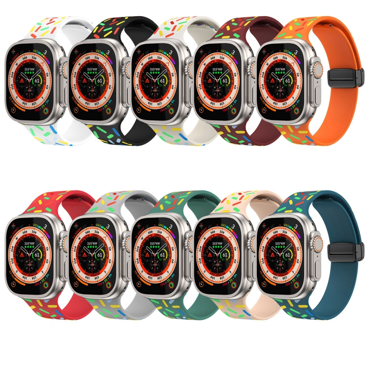 For Apple Watch 4 40mm Rainbow Dots Silicone Magnetic Black Buckle Watch Band(White) - Watch Bands by PMC TechLife | Online Shopping South Africa | PMC TechLife