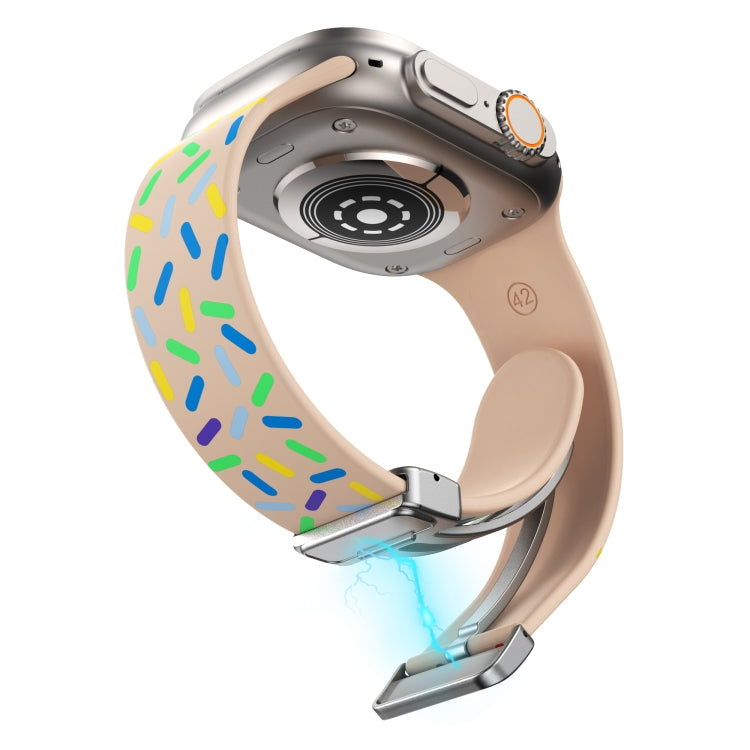 For Apple Watch 7 41mm Rainbow Dots Silicone Magnetic Buckle Watch Band(Pink) - Watch Bands by PMC TechLife | Online Shopping South Africa | PMC TechLife