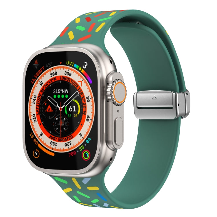 For Apple Watch 7 41mm Rainbow Dots Silicone Magnetic Buckle Watch Band(Green) - free shipping - PMC TechLife - Order now!