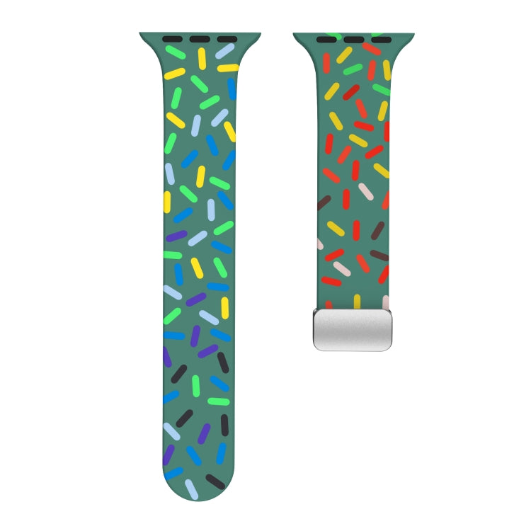 For Apple Watch 7 41mm Rainbow Dots Silicone Magnetic Buckle Watch Band(Green) - free shipping - PMC TechLife - Order now!