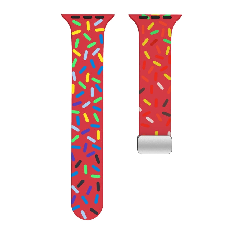 For Apple Watch 5 40mm Rainbow Dots Silicone Magnetic Buckle Watch Band(Red) - Watch Bands by PMC TechLife | Online Shopping South Africa | PMC TechLife