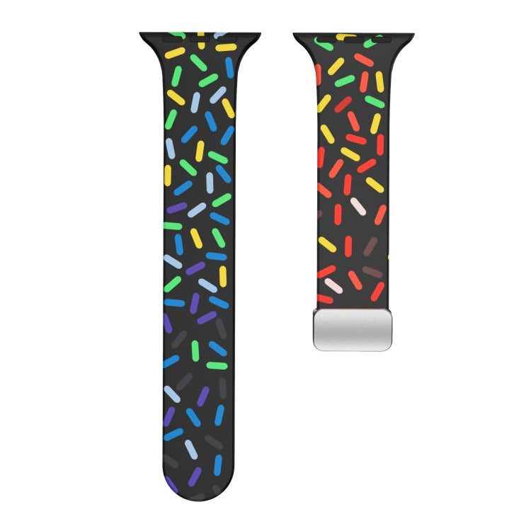 For Apple Watch 2 42mm Rainbow Dots Silicone Magnetic Buckle Watch Band(Black) - Watch Bands by PMC TechLife | Online Shopping South Africa | PMC TechLife