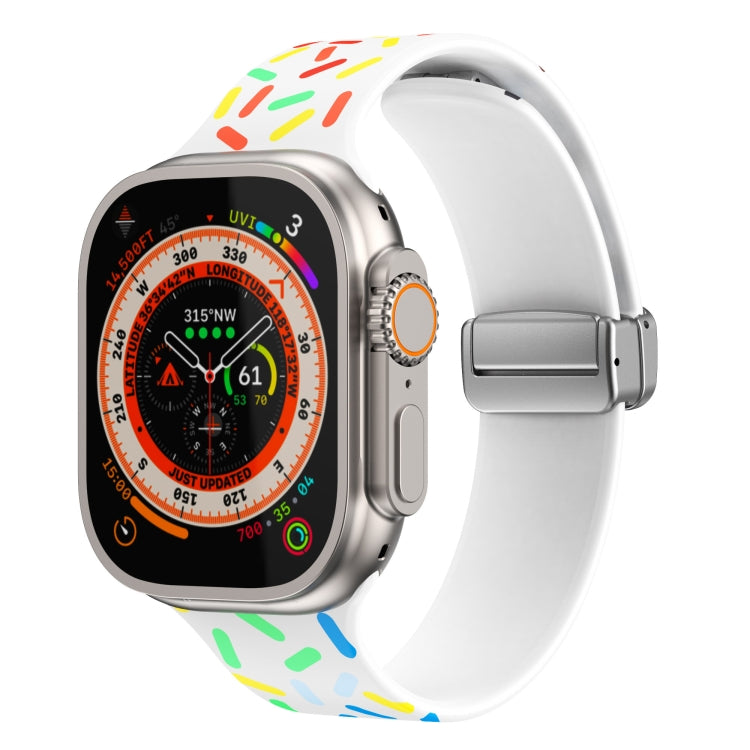For Apple Watch 2 38mm Rainbow Dots Silicone Magnetic Buckle Watch Band(White) - Watch Bands by PMC TechLife | Online Shopping South Africa | PMC TechLife