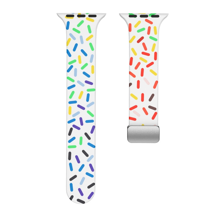 For Apple Watch 38mm Rainbow Dots Silicone Magnetic Buckle Watch Band(White) - Watch Bands by PMC TechLife | Online Shopping South Africa | PMC TechLife