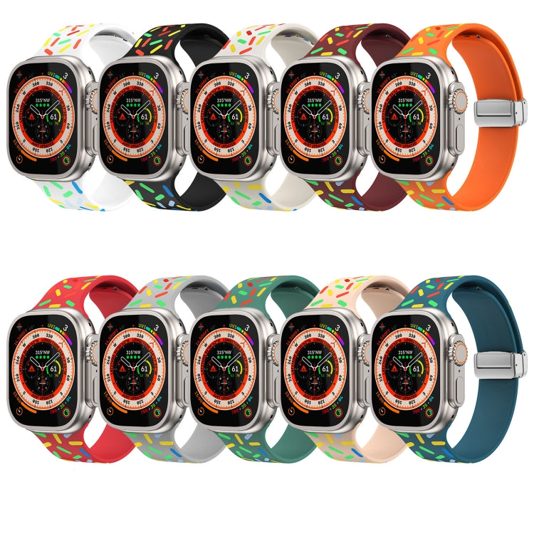 For Apple Watch 38mm Rainbow Dots Silicone Magnetic Buckle Watch Band(White) - Watch Bands by PMC TechLife | Online Shopping South Africa | PMC TechLife