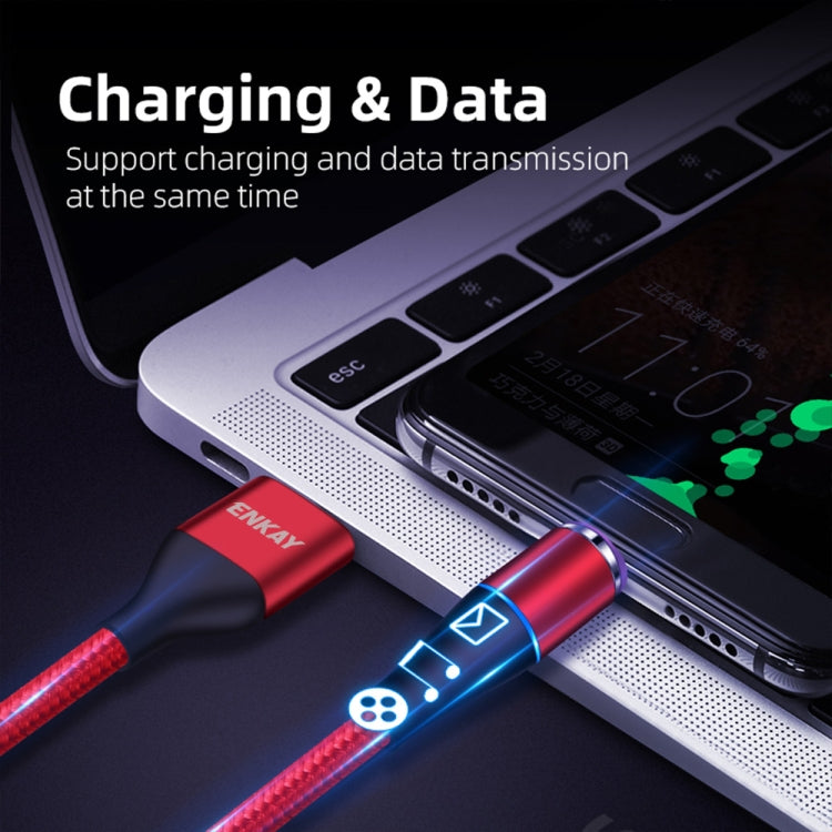 ENKAY 2 in 1 5A USB to Type-C + 8 Pin Magnetic Fast Charging Data Cable with LED Light, Length: 1m(Blue) - Charging Cable & Head by ENKAY | Online Shopping South Africa | PMC Jewellery | Buy Now Pay Later Mobicred