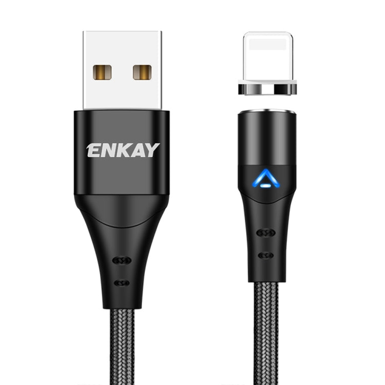 ENKAY 3A USB to 8 Pin Magnetic Fast Charging Data Cable with LED Light, Length:1m(Black) - free shipping - PMC Jewellery - Order now!
