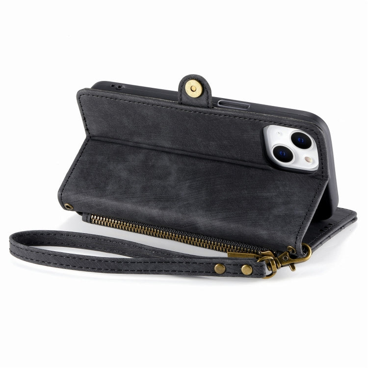 For iPhone 13 Geometric Zipper Wallet Side Buckle Leather Phone Case(Black) - free shipping - PMC TechLife - Order now!