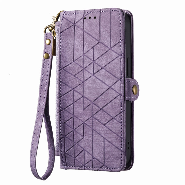 For iPhone 6 / 6s Geometric Zipper Wallet Side Buckle Leather Phone Case(Purple) - free shipping - PMC TechLife - Order now!