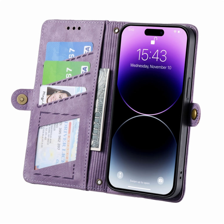 For iPhone 6 / 6s Geometric Zipper Wallet Side Buckle Leather Phone Case(Purple) - free shipping - PMC TechLife - Order now!