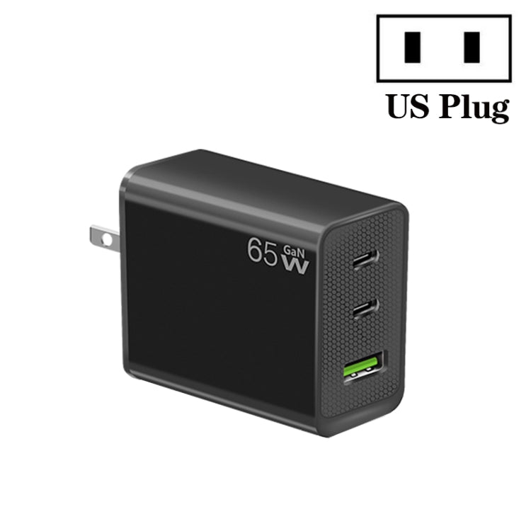 GaN PD65W Type-C x 2 + USB3.0 Laptop Adapter ,US Plug(Black) - free shipping - PMC Jewellery - Order now!