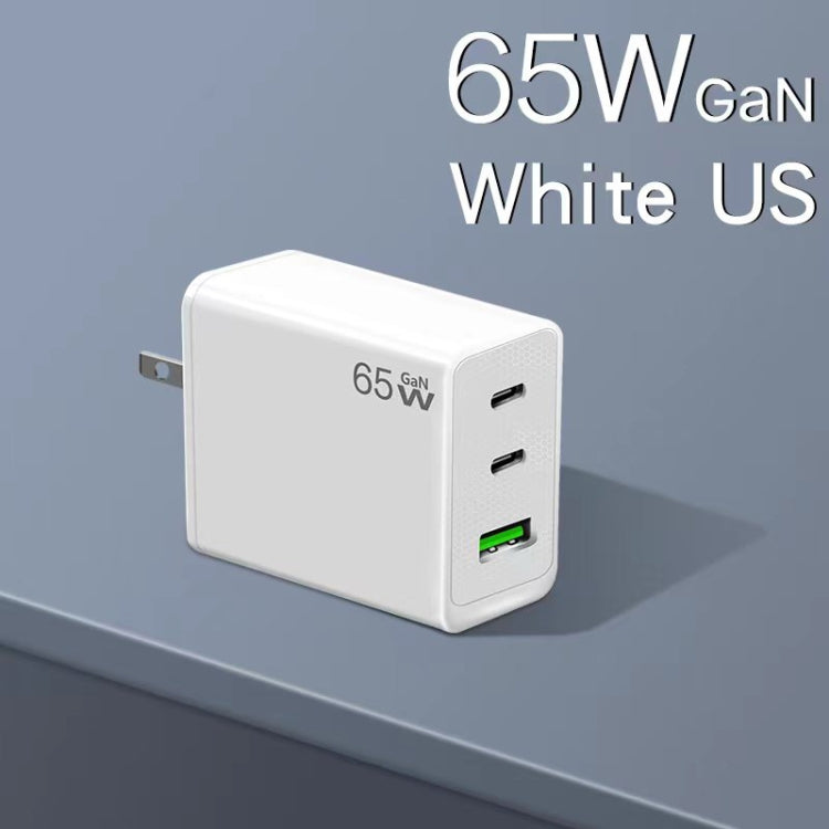 GaN PD65W Type-C x 2 + USB3.0 Laptop Adapter ,US Plug(White) - free shipping - PMC Jewellery - Order now!