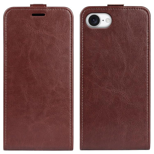 For iPhone 16e R64 Texture Single Vertical Flip Leather Phone Case(Brown) - iPhone 16e Cases by PMC Jewellery | Online Shopping South Africa | PMC Jewellery | Buy Now Pay Later Mobicred