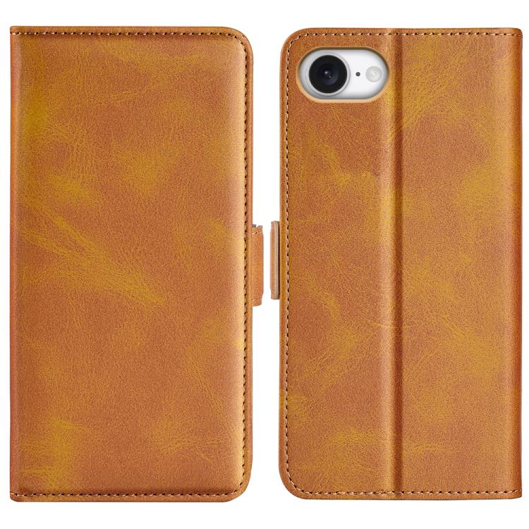 For iPhone 16e Dual-side Magnetic Buckle Horizontal Flip Leather Phone Case(Yellow) - iPhone 16e Cases by PMC TechLife | Online Shopping South Africa | PMC TechLife | Buy Now Pay Later Mobicred