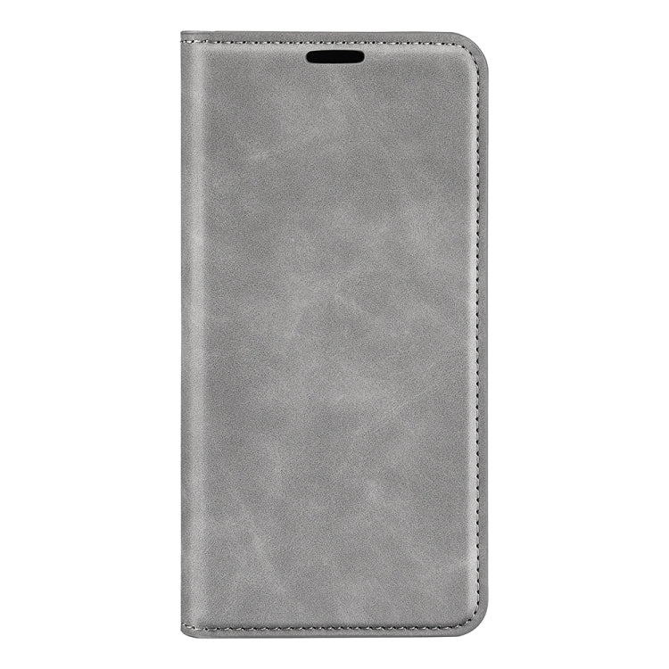 For iPhone 16 Pro Retro-skin  Magnetic Suction Leather Phone Case(Grey) - iPhone 16 Pro Cases by PMC Jewellery | Online Shopping South Africa | PMC Jewellery | Buy Now Pay Later Mobicred