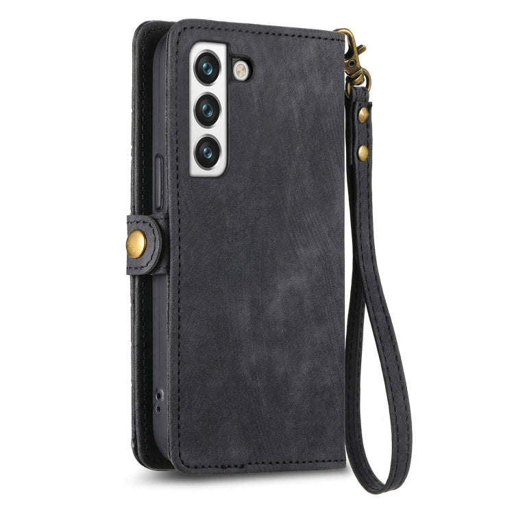 For Samsung Galaxy S21 FE 5G Geometric Zipper Wallet Side Buckle Leather Phone Case(Black) - free shipping - PMC TechLife - Order now!