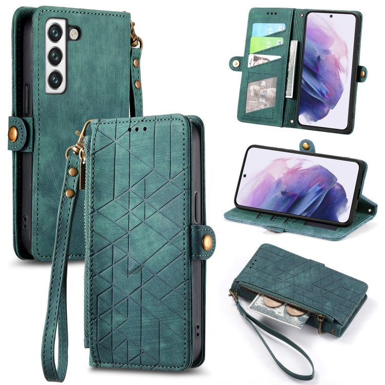 For Samsung Galaxy S20 Geometric Zipper Wallet Side Buckle Leather Phone Case(Green) - free shipping - PMC TechLife - Order now!