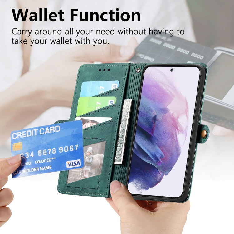 For Samsung Galaxy S20 Geometric Zipper Wallet Side Buckle Leather Phone Case(Green) - free shipping - PMC TechLife - Order now!