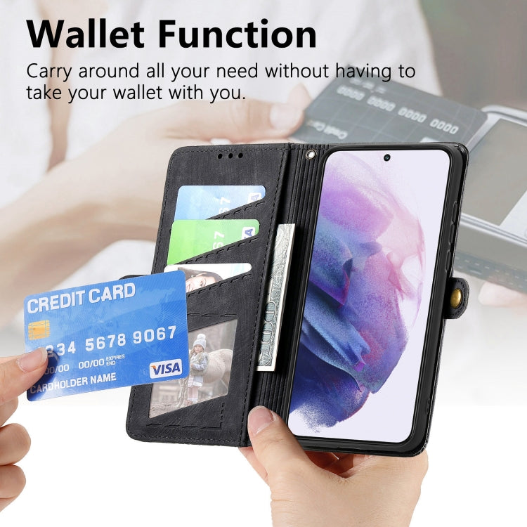 For Samsung Galaxy S20 Geometric Zipper Wallet Side Buckle Leather Phone Case(Black) - free shipping - PMC TechLife - Order now!