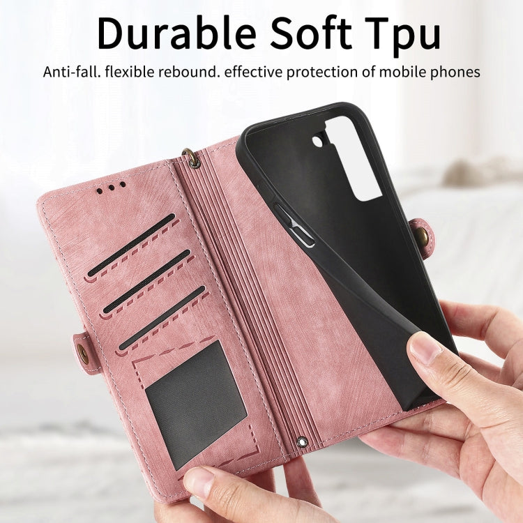 For Samsung Galaxy S20+ Geometric Zipper Wallet Side Buckle Leather Phone Case(Pink) - free shipping - PMC TechLife - Order now!