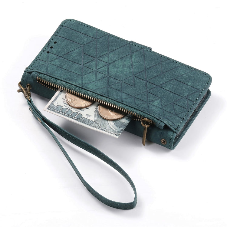 For Samsung Galaxy S20 FE Geometric Zipper Wallet Side Buckle Leather Phone Case(Green) - free shipping - PMC TechLife - Order now!