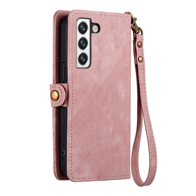 For Samsung Galaxy Note20 Geometric Zipper Wallet Side Buckle Leather Phone Case(Pink) - free shipping - PMC TechLife - Order now!