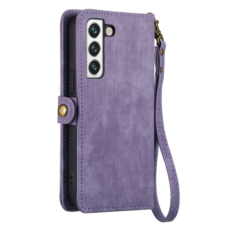 For Samsung Galaxy Note20 Geometric Zipper Wallet Side Buckle Leather Phone Case(Purple) - free shipping - PMC TechLife - Order now!