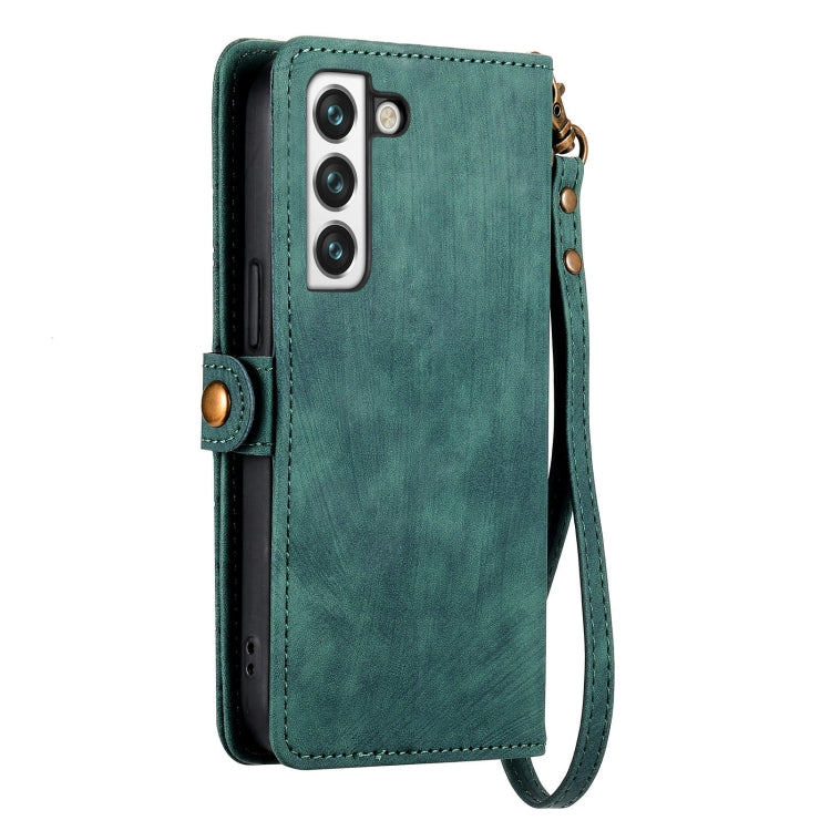 For Samsung Galaxy Note20 Ultra Geometric Zipper Wallet Side Buckle Leather Phone Case(Green) - free shipping - PMC TechLife - Order now!