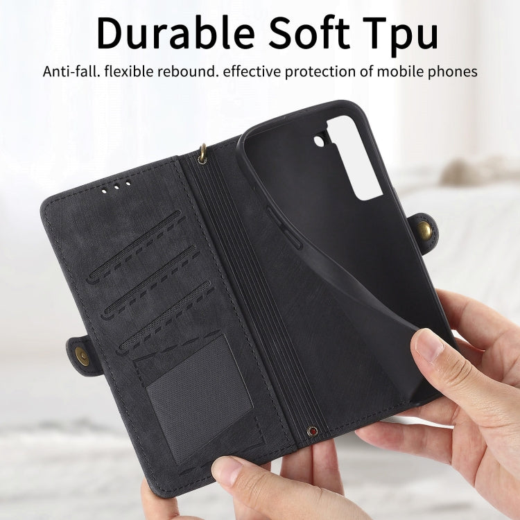 For Samsung Galaxy Note20 Ultra Geometric Zipper Wallet Side Buckle Leather Phone Case(Black) - free shipping - PMC TechLife - Order now!