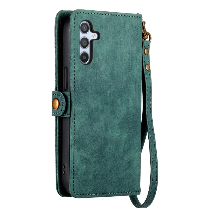 For Samsung Galaxy A30 Geometric Zipper Wallet Side Buckle Leather Phone Case(Green) - free shipping - PMC TechLife - Order now!
