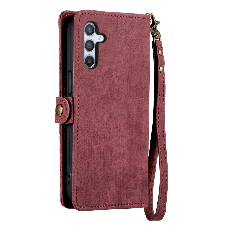 For Samsung Galaxy A30 Geometric Zipper Wallet Side Buckle Leather Phone Case(Red) - free shipping - PMC TechLife - Order now!