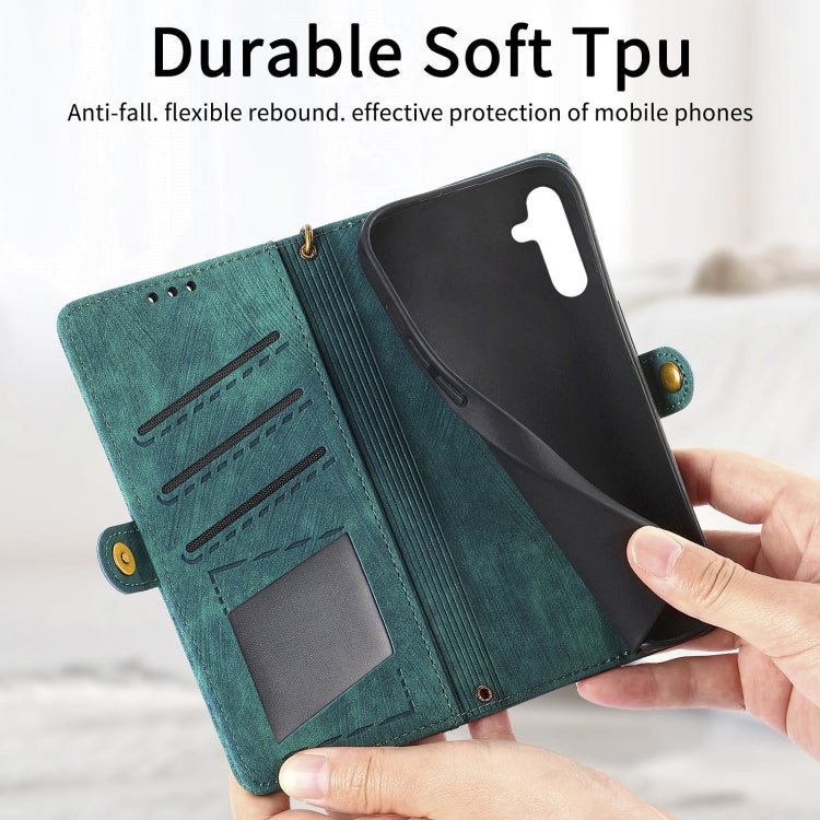 For Samsung Galaxy A50 Geometric Zipper Wallet Side Buckle Leather Phone Case(Green) - free shipping - PMC TechLife - Order now!