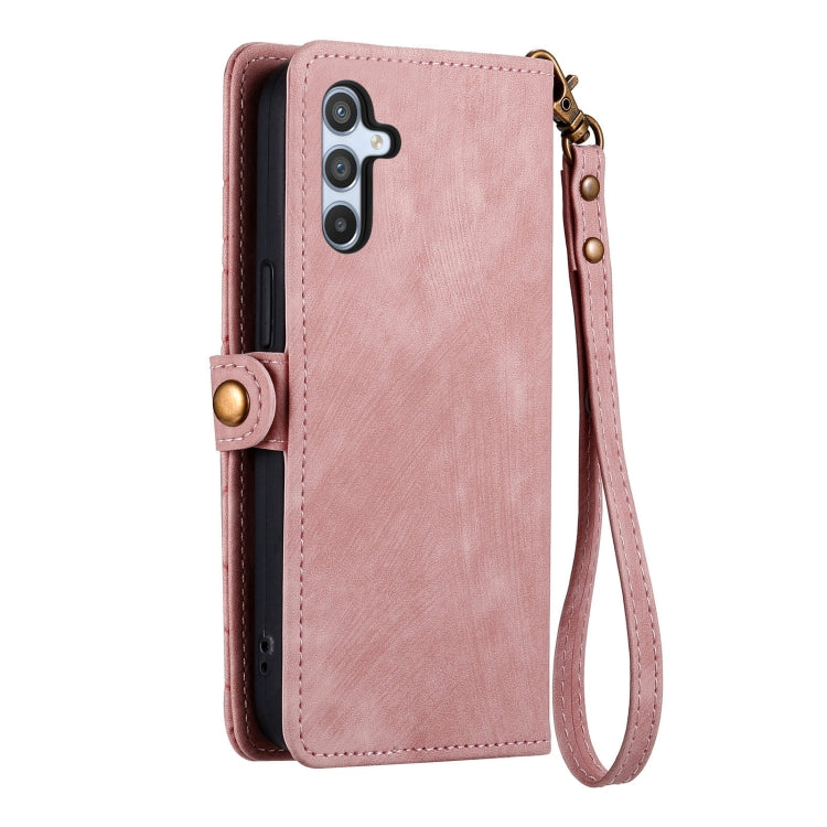For Samsung Galaxy A31 Geometric Zipper Wallet Side Buckle Leather Phone Case(Pink) - free shipping - PMC TechLife - Order now!