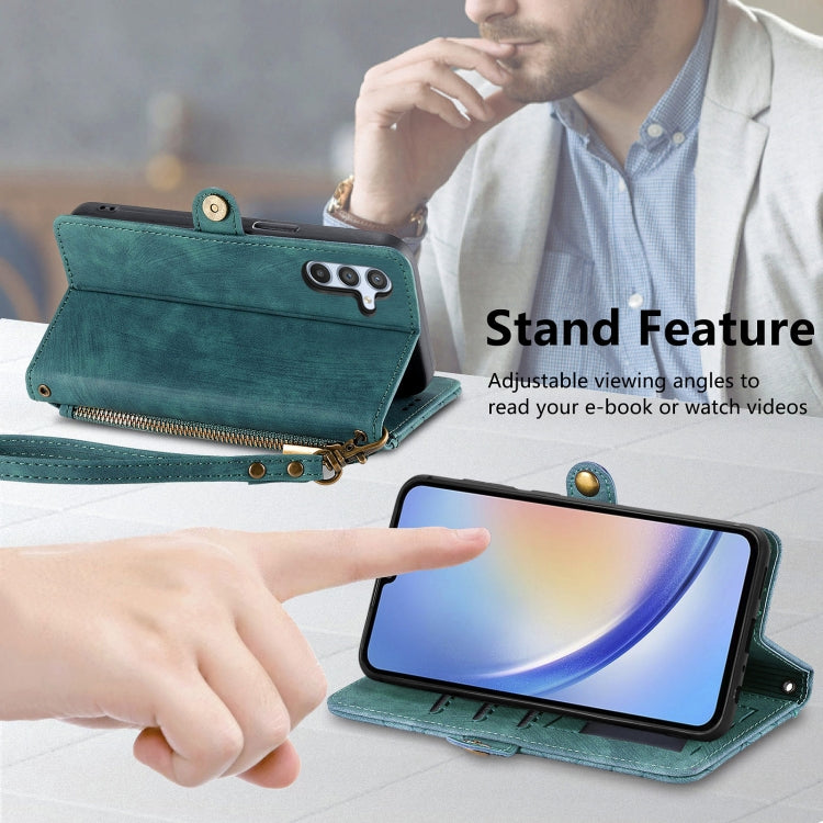 For Samsung Galaxy A51 Geometric Zipper Wallet Side Buckle Leather Phone Case(Green) - free shipping - PMC TechLife - Order now!