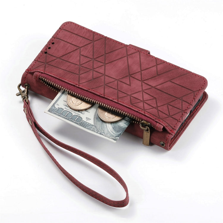 For Samsung Galaxy A51 Geometric Zipper Wallet Side Buckle Leather Phone Case(Red) - free shipping - PMC TechLife - Order now!