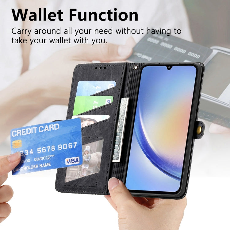 For Samsung Galaxy A51 Geometric Zipper Wallet Side Buckle Leather Phone Case(Black) - free shipping - PMC TechLife - Order now!