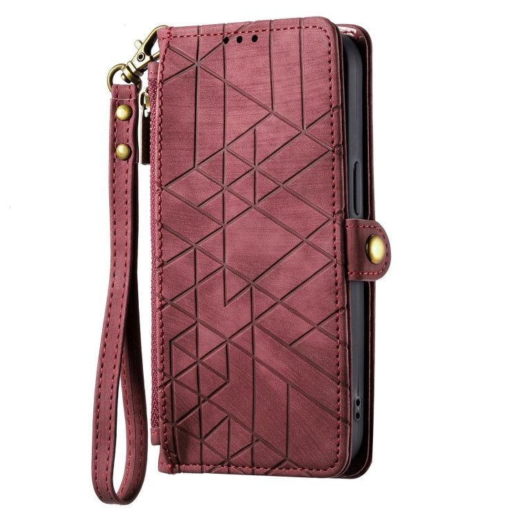 For Samsung Galaxy A71 Geometric Zipper Wallet Side Buckle Leather Phone Case(Red) - free shipping - PMC TechLife - Order now!